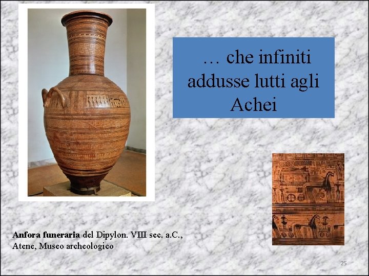 … che infiniti addusse lutti agli Achei Anfora funeraria del Dipylon. VIII sec. a.