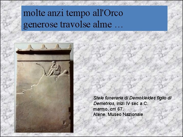 molte anzi tempo all'Orco generose travolse alme … Stele funeraria di Demokleides figlio di