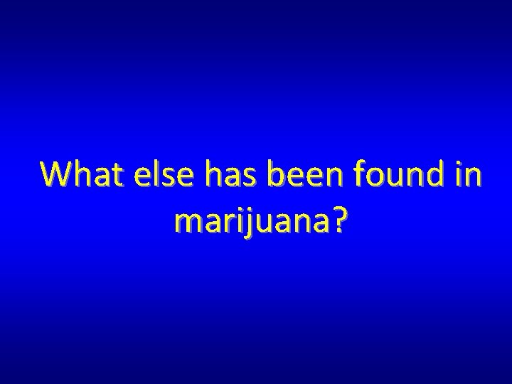 What else has been found in marijuana? What else has been found in marijuana?