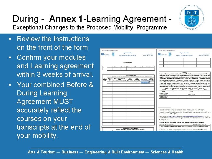 During - Annex 1 -Learning Agreement - Exceptional Changes to the Proposed Mobility Programme