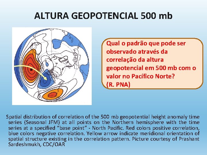 ALTURA GEOPOTENCIAL 500 mb Qual o padrão que pode ser observado através da correlação