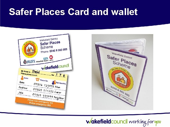 Safer Places Card and wallet 