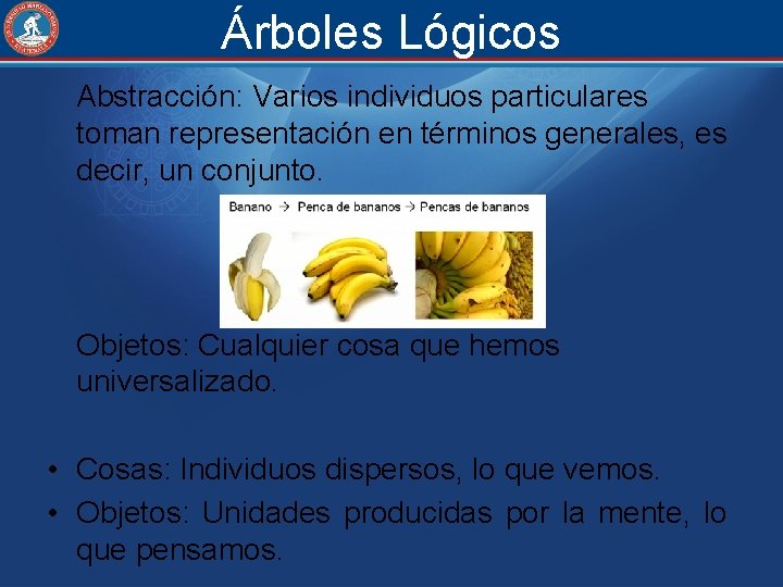 Árboles Lógicos Abstracción: Varios individuos particulares toman representación en términos generales, es decir, un