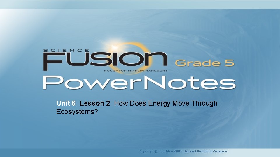 Unit 6 Lesson 2 How Does Energy Move Through Ecosystems? Copyright © Houghton Mifflin