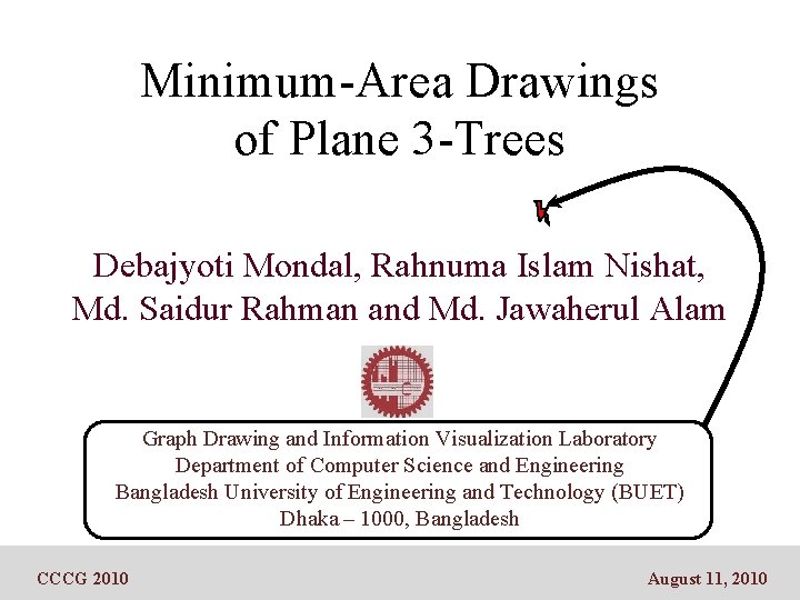 Minimum-Area Drawings of Plane 3 -Trees Debajyoti Mondal, Rahnuma Islam Nishat, Md. Saidur Rahman