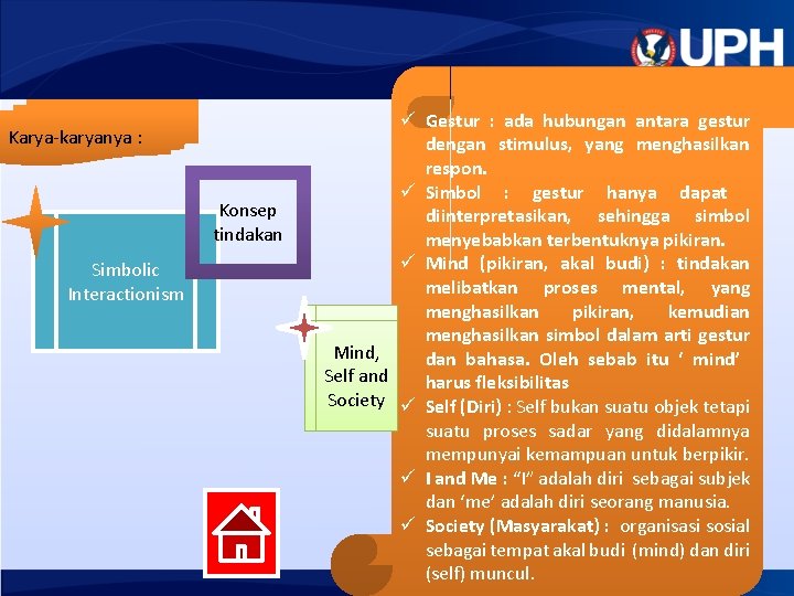 Karya-karyanya : Konsep tindakan Simbolic Interactionism ü Gestur : ada hubungan antara gestur dengan