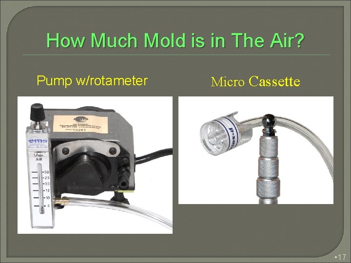 How Much Mold is in The Air? Pump w/rotameter Micro Cassette • 17 