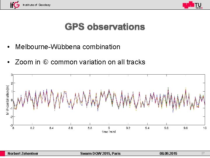 Institute of Geodesy • Melbourne-Wübbena combination • Zoom in common variation on all tracks