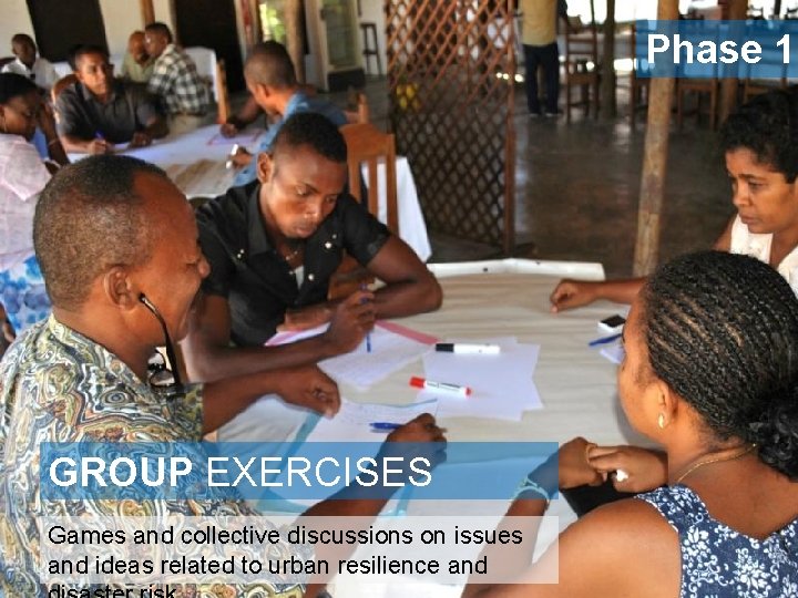 Phase 1 GROUP EXERCISES Games and collective discussions on issues and ideas related to