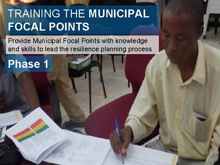TRAINING THE MUNICIPAL FOCAL POINTS Provide Municipal Focal Points with knowledge and skills to