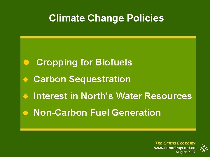 Climate Change Policies l Cropping for Biofuels l Carbon Sequestration l Interest in North’s