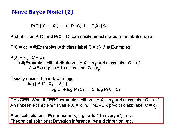 Naïve Bayes Model (2) P(C | X 1, …Xn) = a P (C) P