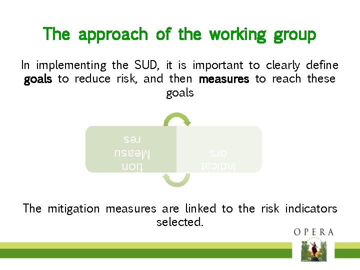 The approach of the working group In implementing the SUD, it is important to