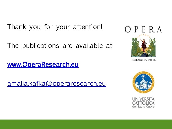 Thank you for your attention! The publications are available at www. Opera. Research. eu