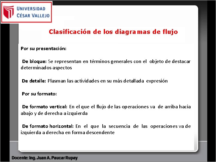 Clasificación de los diagramas de flujo Por su presentación: De bloque: Se representan en Clasificación de los diagramas de flujo Por su presentación: De bloque: Se representan en