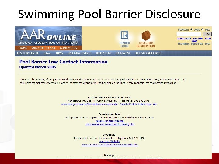 Swimming Pool Barrier Disclosure 