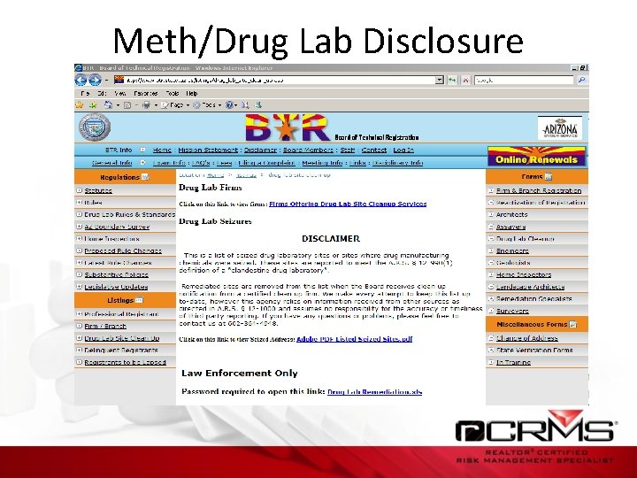 Meth/Drug Lab Disclosure 