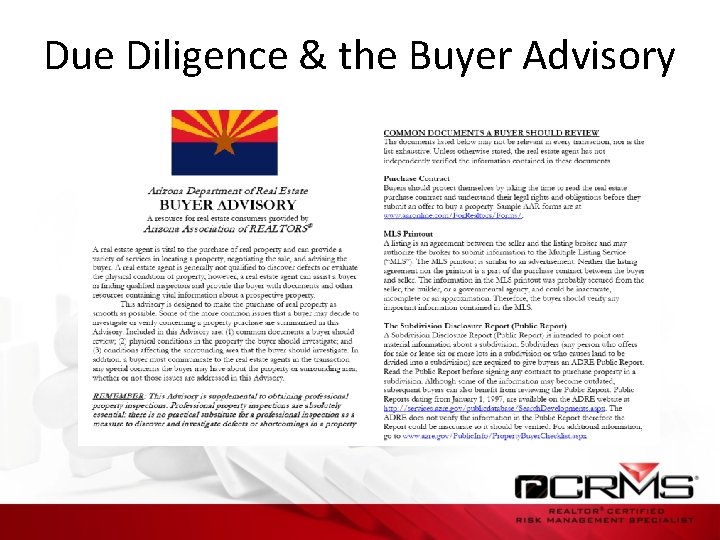 Due Diligence & the Buyer Advisory 