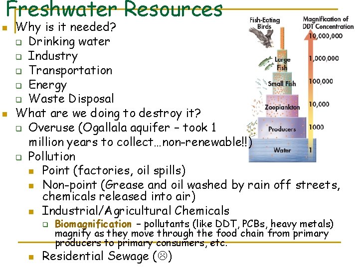 Freshwater Resources n n Why is it needed? q Drinking water q Industry q