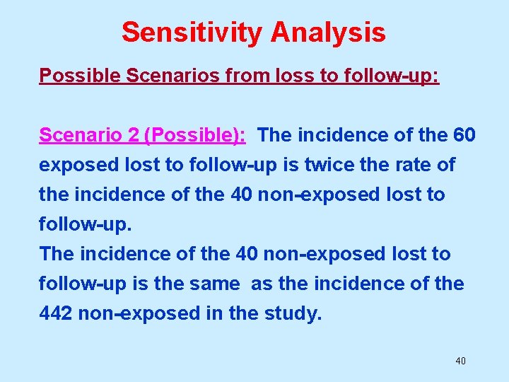 Sensitivity Analysis Possible Scenarios from loss to follow-up: Scenario 2 (Possible): The incidence of Sensitivity Analysis Possible Scenarios from loss to follow-up: Scenario 2 (Possible): The incidence of