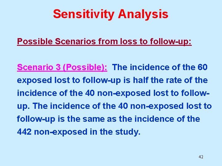 Sensitivity Analysis Possible Scenarios from loss to follow-up: Scenario 3 (Possible): The incidence of Sensitivity Analysis Possible Scenarios from loss to follow-up: Scenario 3 (Possible): The incidence of