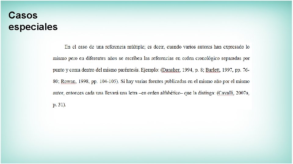 Casos especiales 