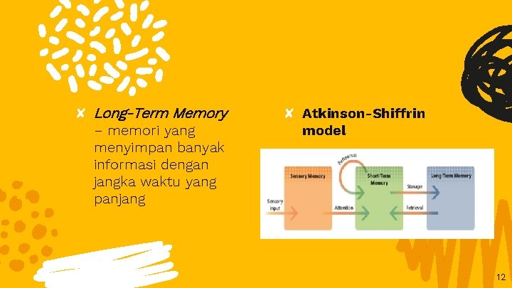 ✘ Long-Term Memory – memori yang menyimpan banyak informasi dengan jangka waktu yang panjang