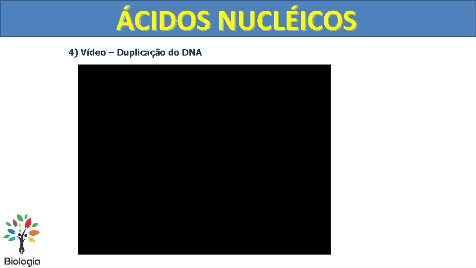 DUPLICAÇÃO ÁCIDOS NUCLÉICOS DO DNA 4) Vídeo – Duplicação do DNA 