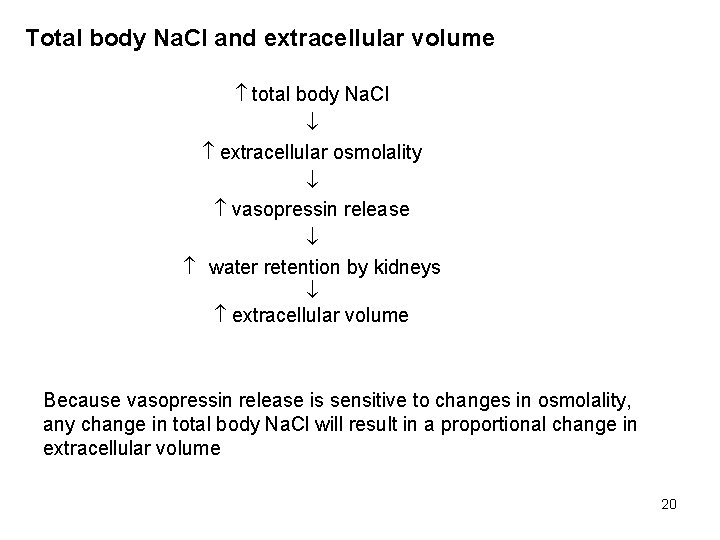 Total body Na. Cl and extracellular volume total body Na. Cl extracellular osmolality vasopressin