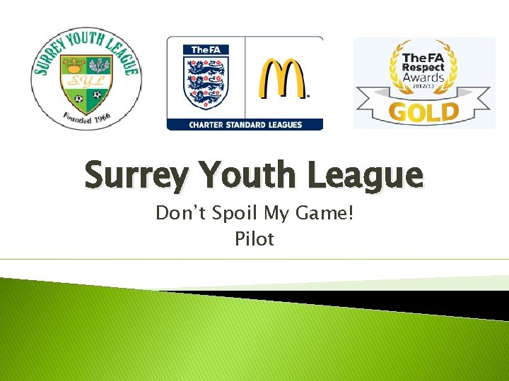 Surrey Youth League Don’t Spoil My Game! Pilot Surrey Youth League Don’t Spoil My Game! Pilot