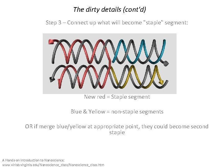The dirty details (cont'd) Step 3 – Connect up what will become "staple" segment: