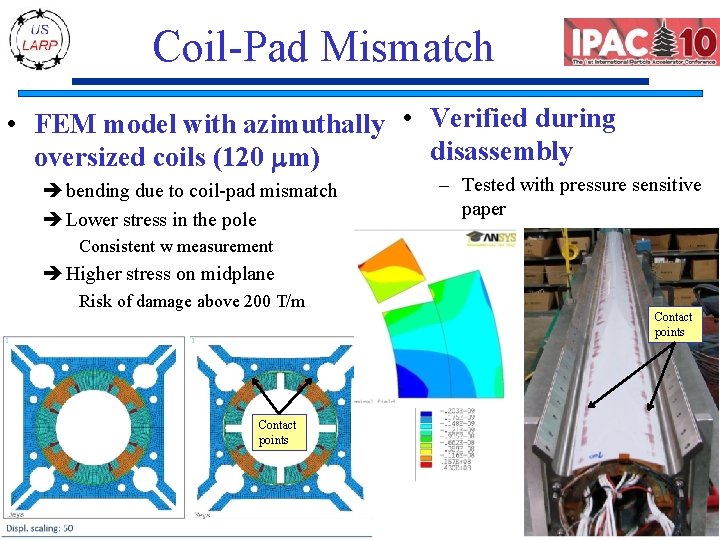 Coil-Pad Mismatch • FEM model with azimuthally • Verified during disassembly oversized coils (120