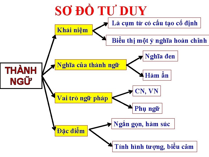 SƠ ĐỒ TƯ DUY Khái niệm Là cụm từ có cấu tạo cố định SƠ ĐỒ TƯ DUY Khái niệm Là cụm từ có cấu tạo cố định
