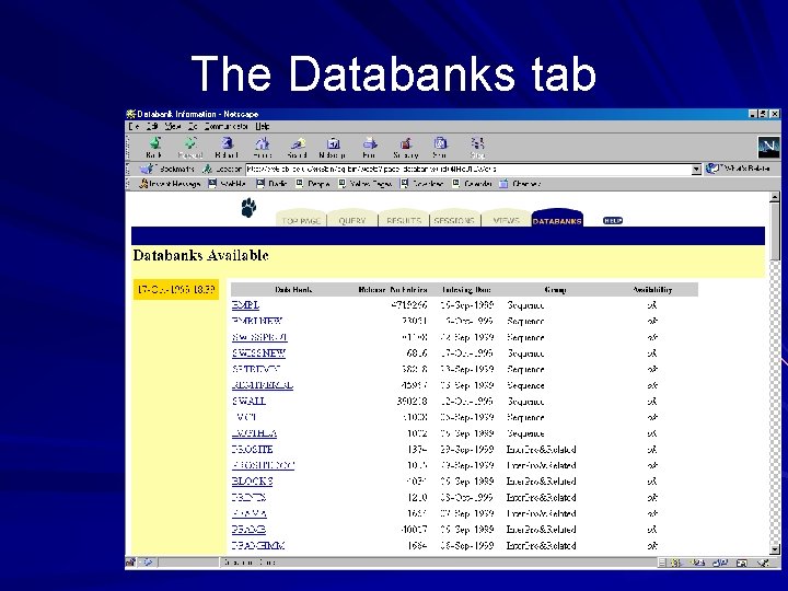 The Databanks tab 