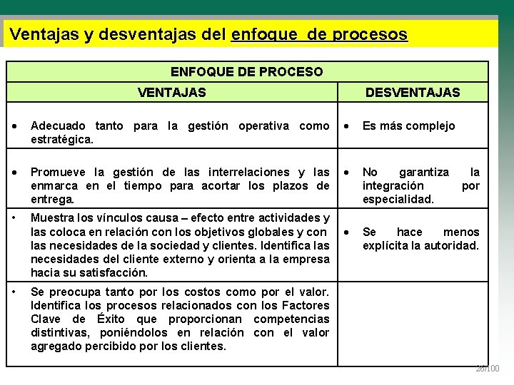 Ventajas y desventajas del enfoque de procesos ENFOQUE DE PROCESO VENTAJAS DESVENTAJAS Adecuado tanto