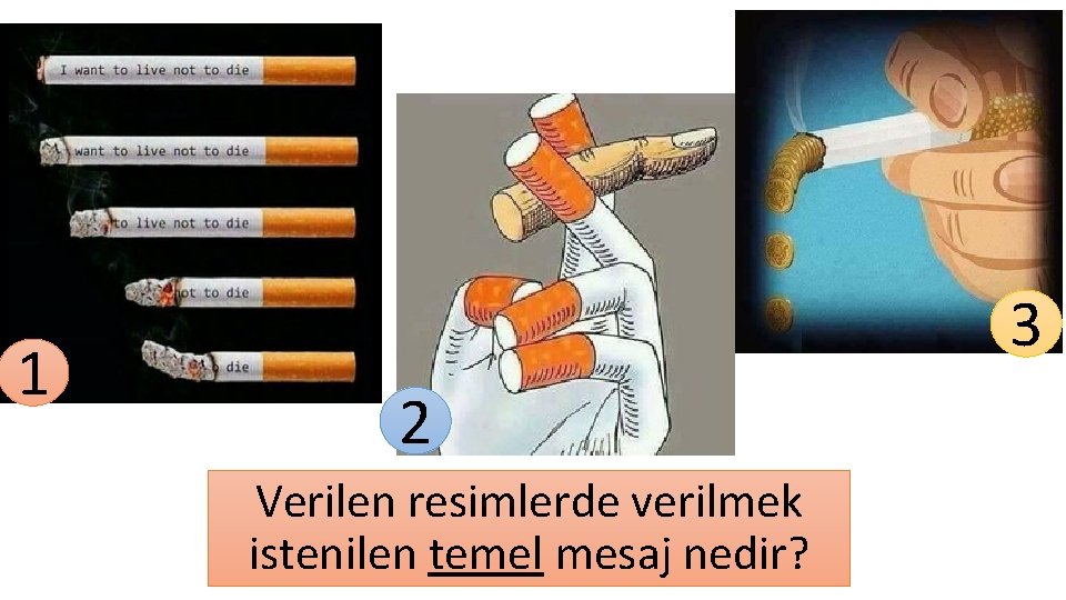 1 3 2 Verilen resimlerde verilmek istenilen temel mesaj nedir? 