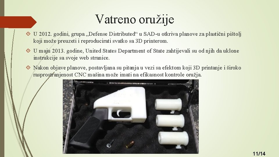 Vatreno oružije U 2012. godini, grupa „Defense Distributed“ u SAD-u otkriva planove za plastični