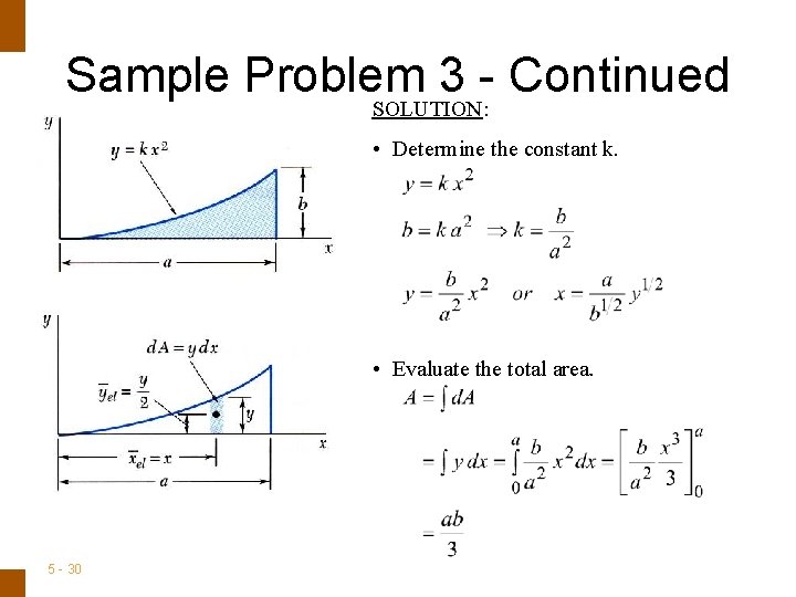 ENGINEERING MECHANICS : STATICS Sample Problem 3 - Continued SOLUTION: • Determine the constant