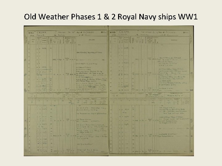 Old Weather Phases 1 & 2 Royal Navy ships WW 1 