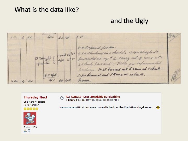 What is the data like? and the Ugly 