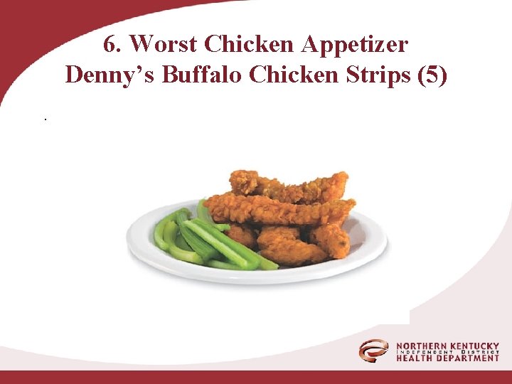 6. Worst Chicken Appetizer Denny’s Buffalo Chicken Strips (5). 