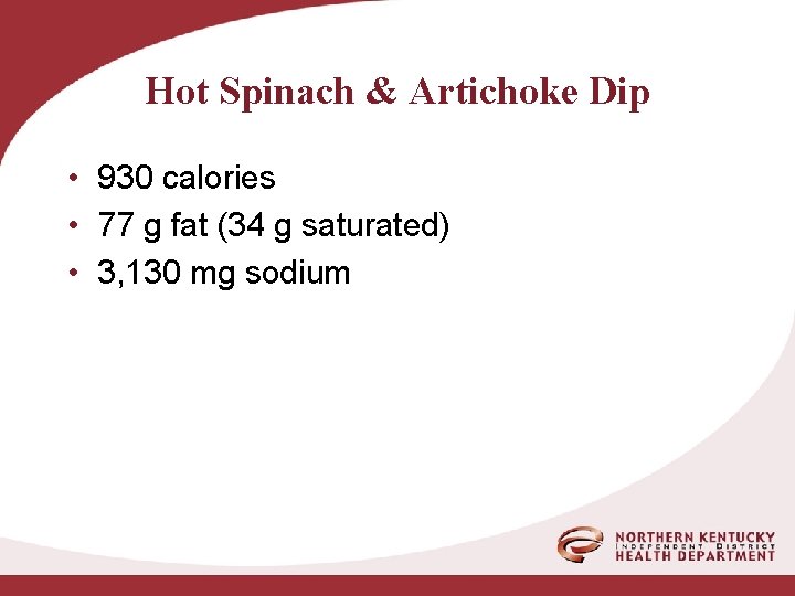 Hot Spinach & Artichoke Dip • 930 calories • 77 g fat (34 g