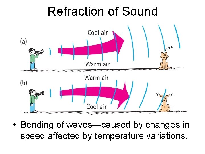 Refraction of Sound • Bending of waves—caused by changes in speed affected by temperature