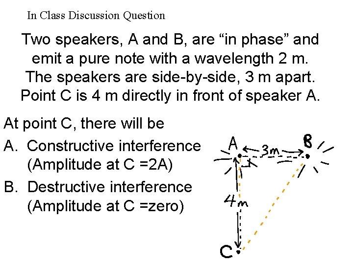 In Class Discussion Question Two speakers, A and B, are “in phase” and emit