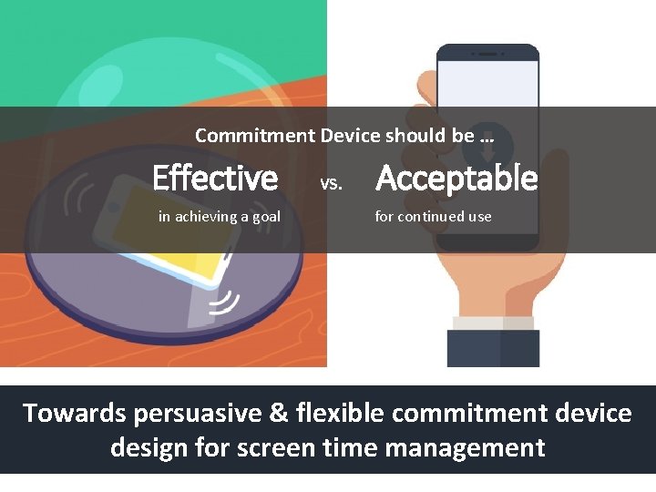 Commitment Device should be … Effective in achieving a goal vs. Acceptable for continued Commitment Device should be … Effective in achieving a goal vs. Acceptable for continued