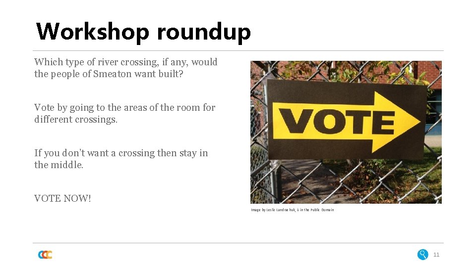 Workshop roundup Which type of river crossing, if any, would the people of Smeaton Workshop roundup Which type of river crossing, if any, would the people of Smeaton