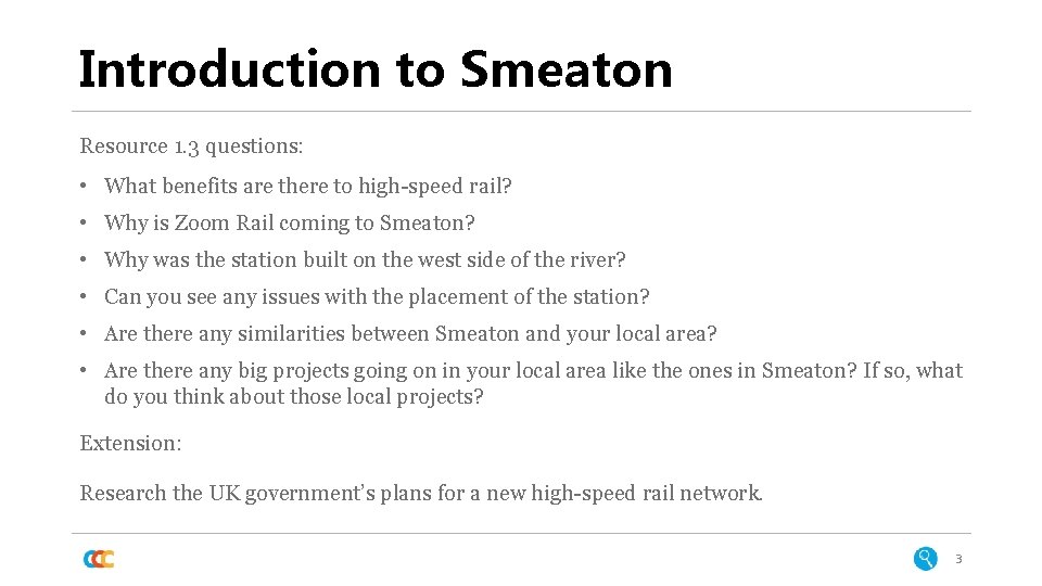 Introduction to Smeaton Resource 1. 3 questions: • What benefits are there to high-speed Introduction to Smeaton Resource 1. 3 questions: • What benefits are there to high-speed