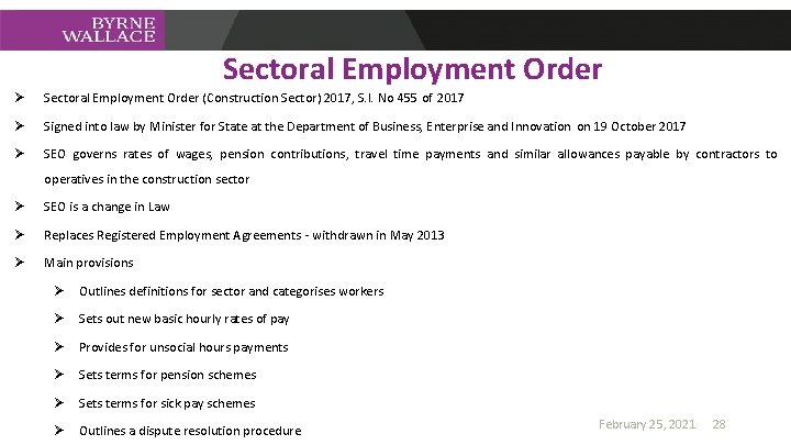 Sectoral Employment Order Ø Sectoral Employment Order (Construction Sector) 2017, S. I. No 455