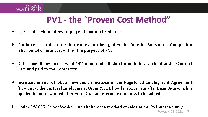 PV 1 - the “Proven Cost Method” Ø Base Date - Guarantees Employer 30