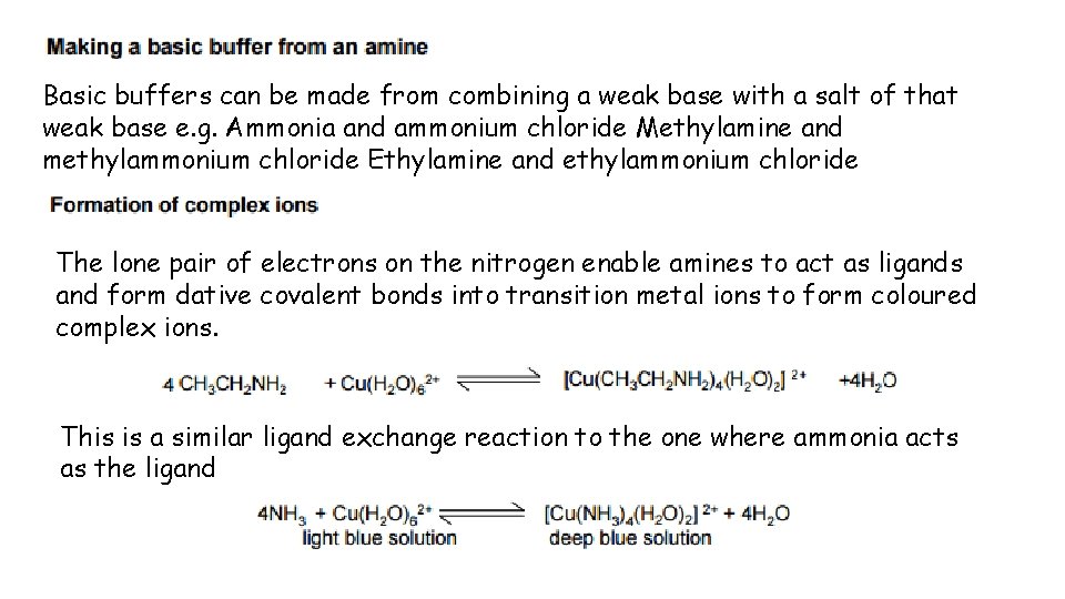 Basic buffers can be made from combining a weak base with a salt of